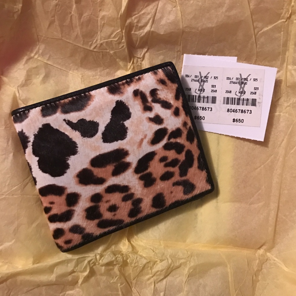 YSL Leopard Print Pony Hair Wallet